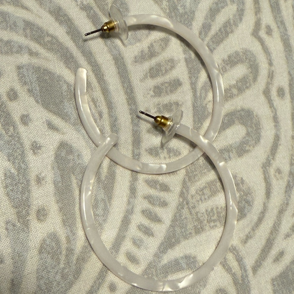 White Tortoise Shell Hoop Earrings